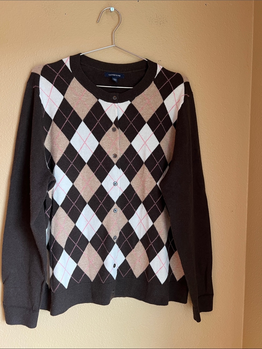 Lands’ End Cashmere Sweater Diamond Argyle 18-20